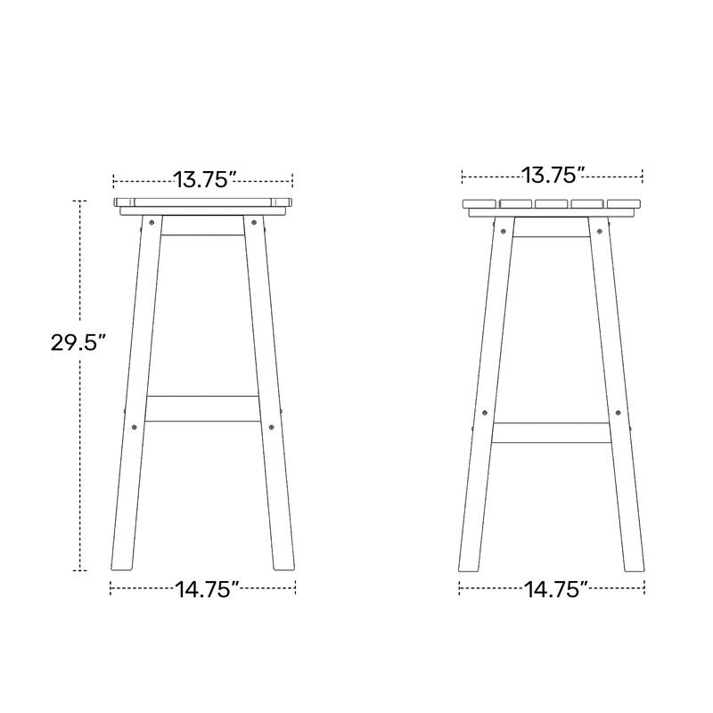 Laguna Hdpe All Weather Outdoor Patio 29" Round Bar Stool (Set Of 3)