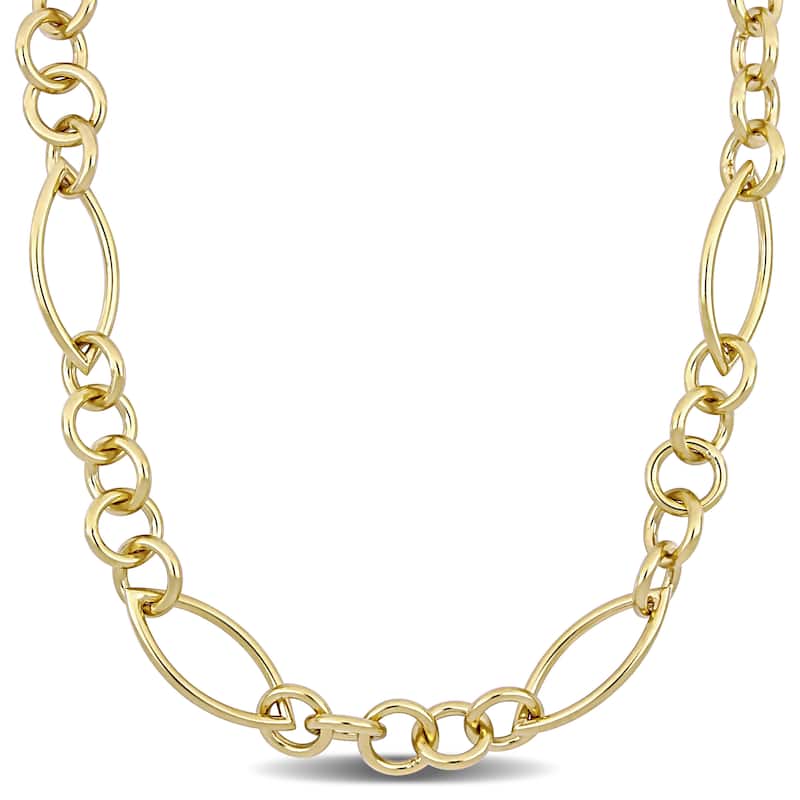 Miadora Yellow Plated Sterling Silver Fancy Link Necklace