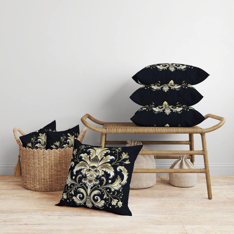 Vintage Veil Faux Suede Reversible Throw Pillow Black and Beige