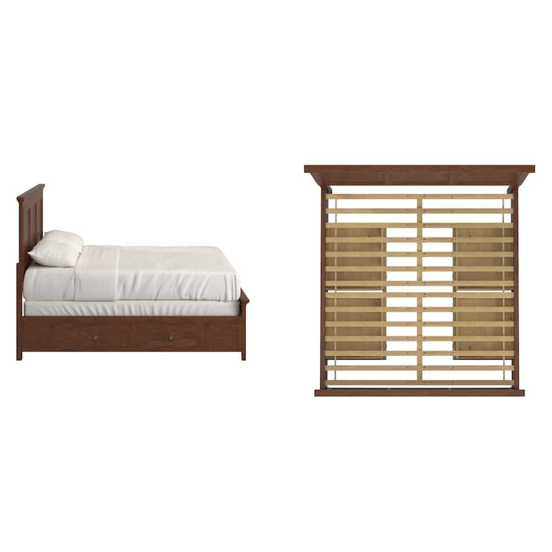 Varenna King Size Wood Panel Platform Storage Bed