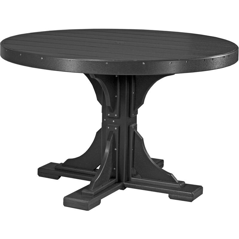 Poly Lumber Round Dining Table Set with Regular Chairs - Dining Height - Black