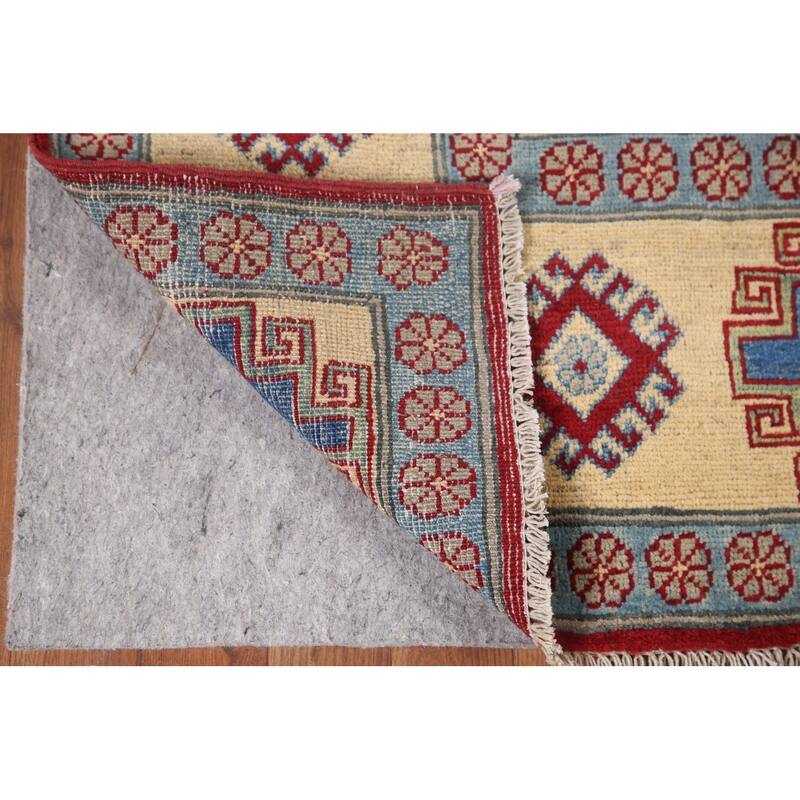 Hand Knotted Oriental 100% Wool Carpet Traditional Geometric Red Kazak Area Rug - 9' 8'' X 6' 7''