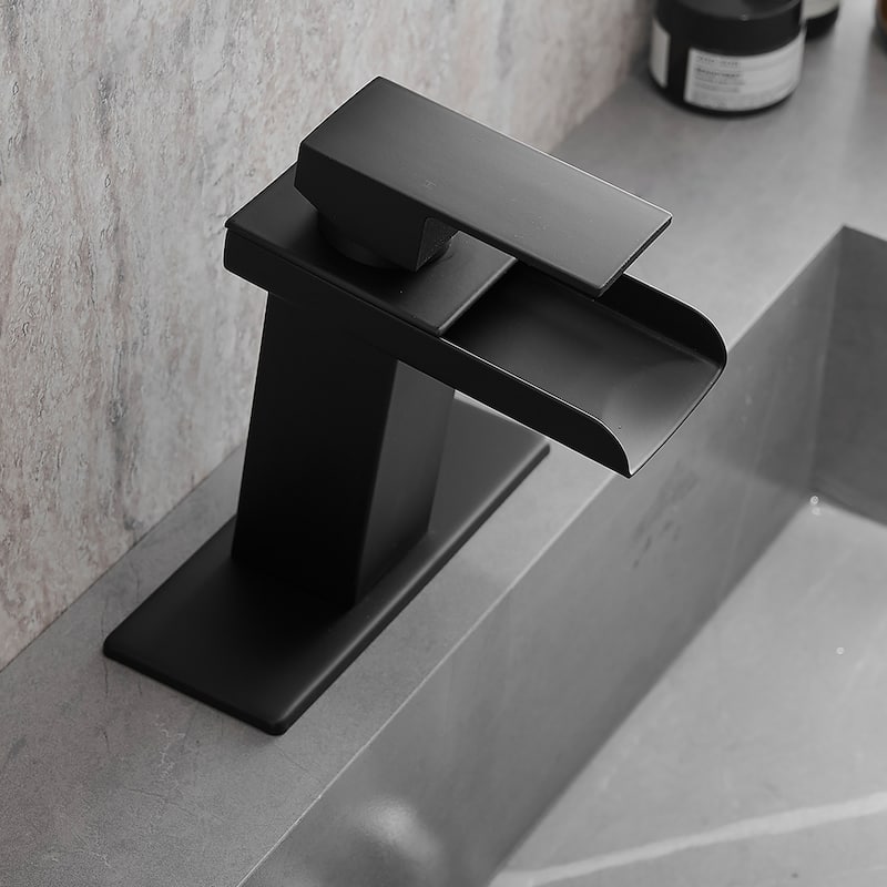 Single-handle Bathroom Waterfall Sink Faucet with Deckplate