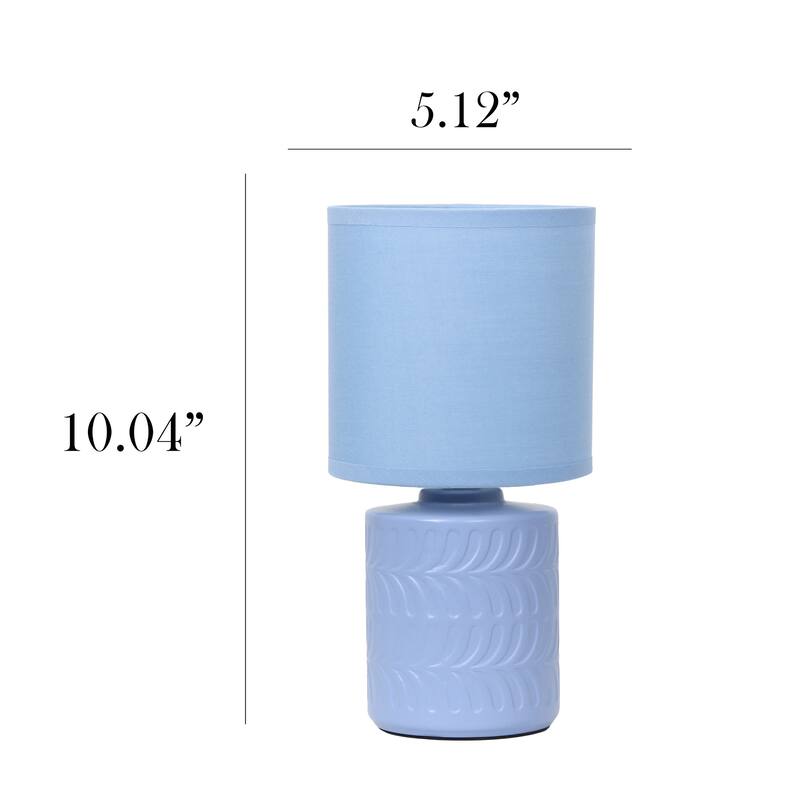 Floral Textured Ceramic Table Lamp with Drum Shade - 10" - Blue