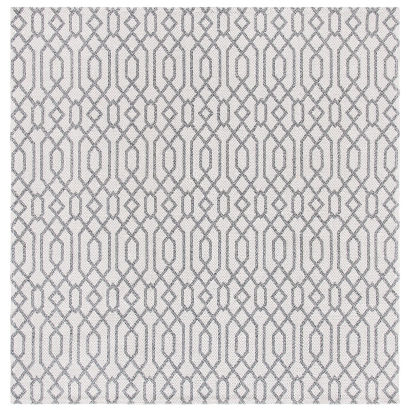 SAFAVIEH Augustine Yolonda Contemporary Cotton Rug - 6'4" Square - Anthracite/Light Grey
