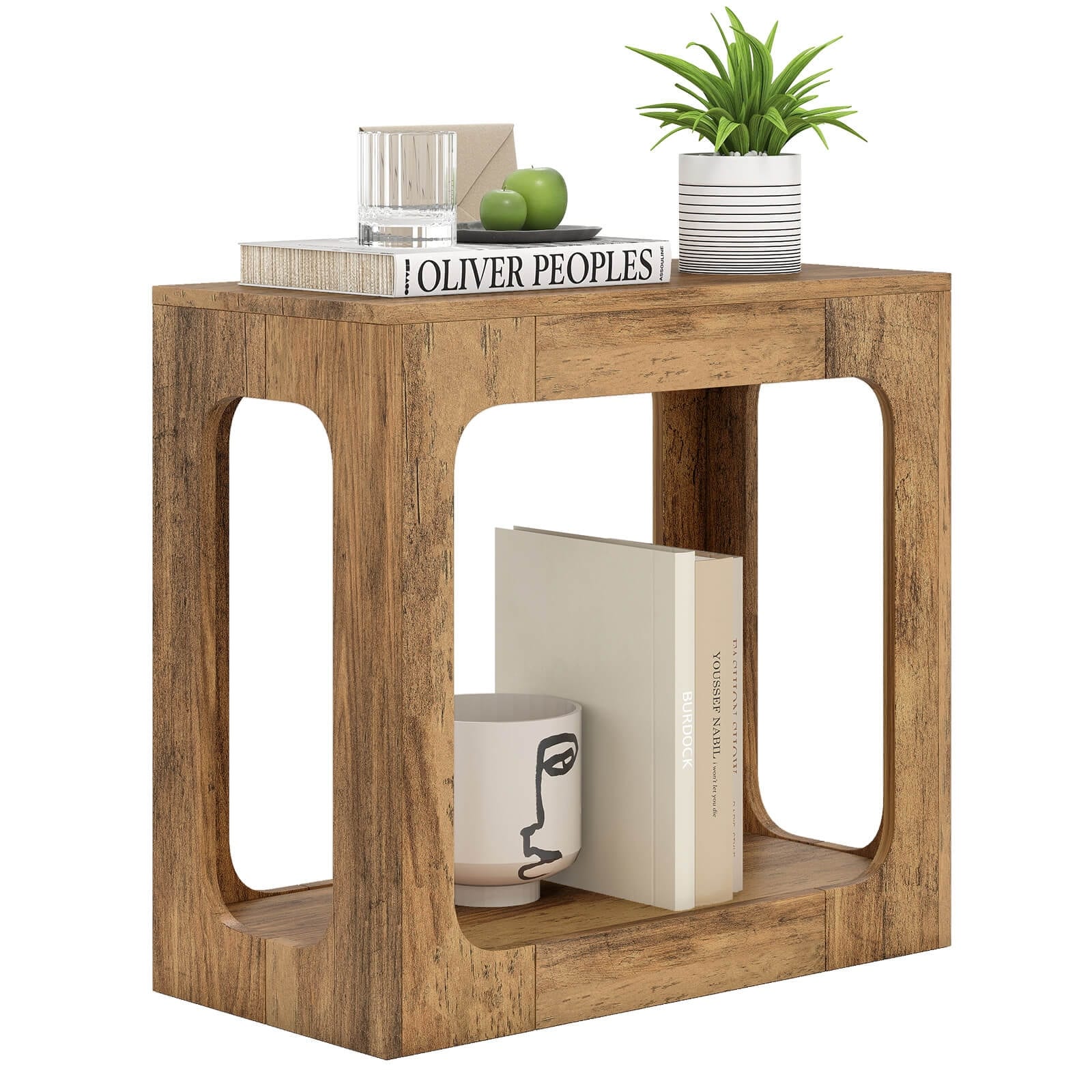 Costway 1/2 PCS 2-Tier End Table with Storage Shelf Hollow-out Design
