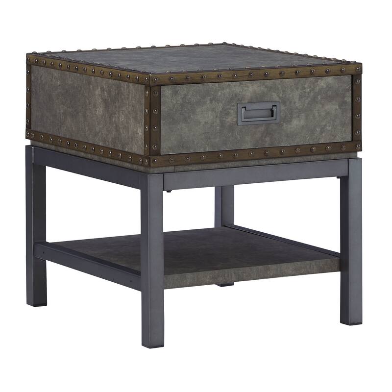 Ashley Furniture Derrylin Brown Rectangular End Table - 22"W x 25"D x 24"H