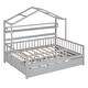 preview thumbnail 5 of 4, Full Size House Bed, 57.8"W with Drawers, Storage Shelves, Roof Design