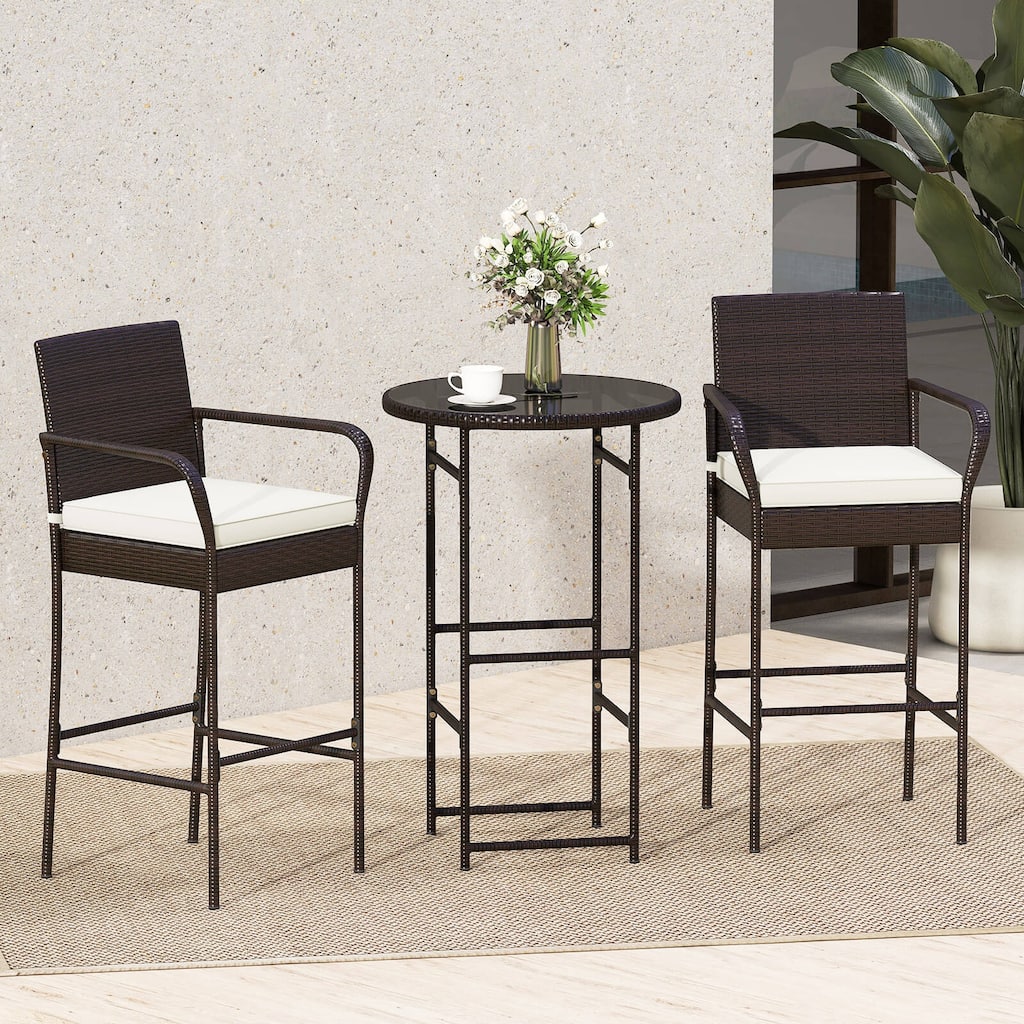 Costway 3 Piece Outdoor Bar Set Heavy-Duty Metal Barstool & Table Set - See Details