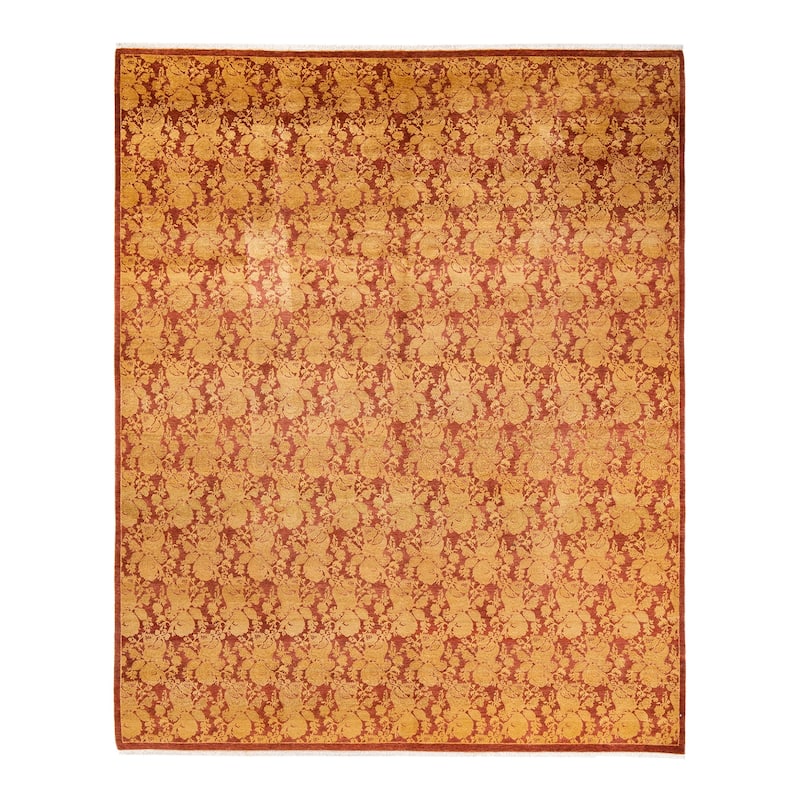 Overton Hand Knotted Wool Vintage Inspired Traditional Mogul Pink Area Rug - 8' 3" x 10' 1"