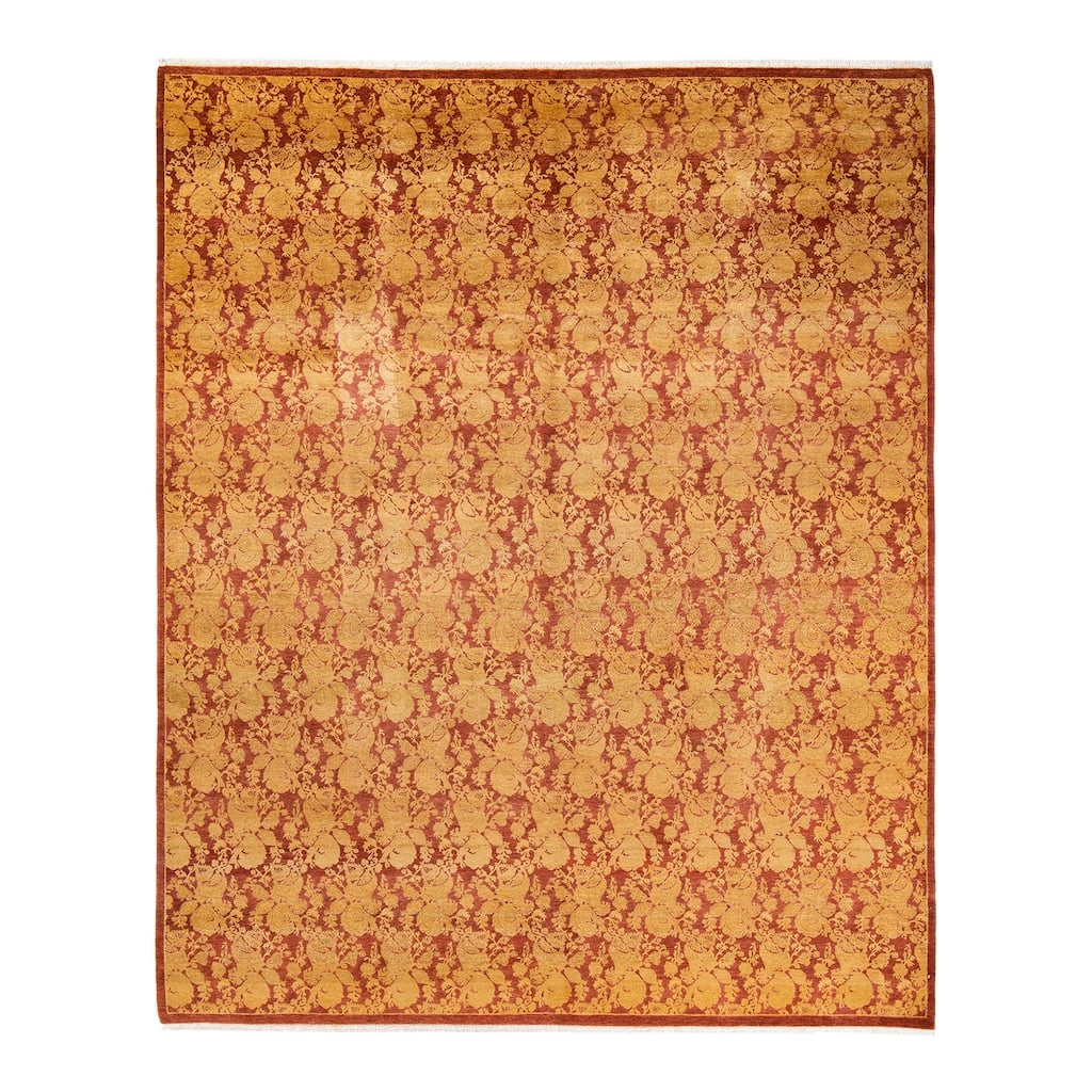 Overton Hand Knotted Wool Vintage Inspired Traditional Mogul Pink Area Rug - 8' 3" x 10' 1"
