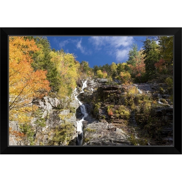 "Silver Cascade Falls at Crawford Notch" Black Framed Print