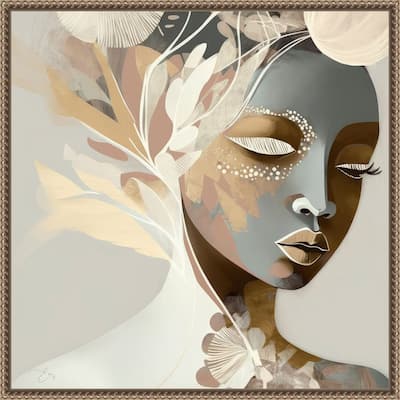 Annabelle by Bella Eve Framed Canvas Wall Art Print - Sylvie Beaded Gold
