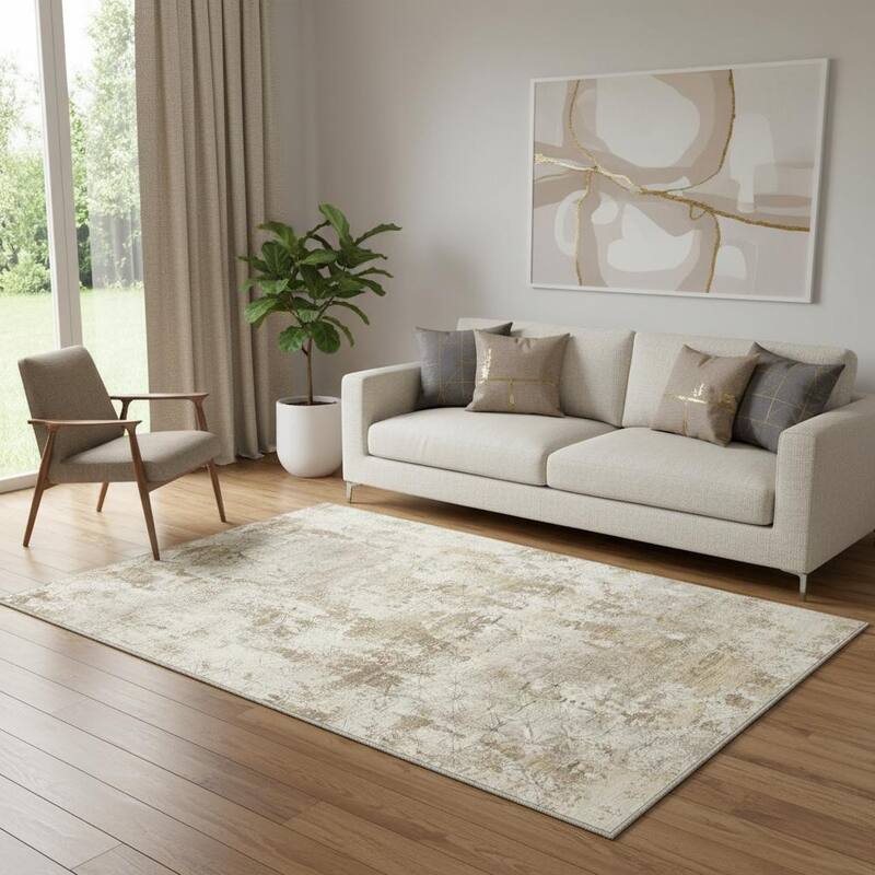 HomeRoots Abstract Modern Rectangle Area Rug - 5' X 7'