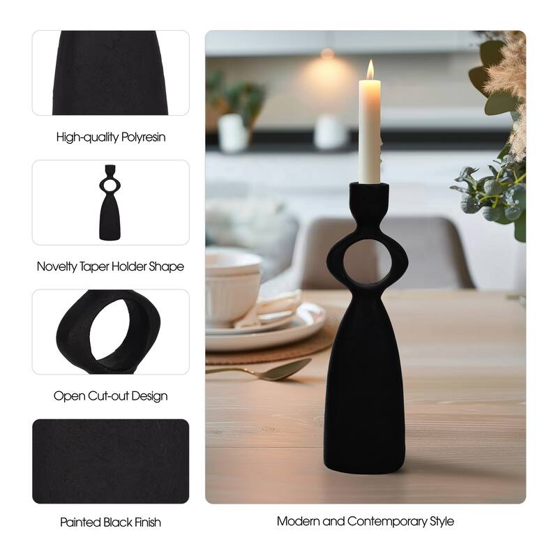 Sagebrook Home Open Cut-out Taper Holder, Black