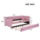 preview thumbnail 7 of 9, Contemporary Design Upholstered Daybed with Ergonomic Backrest and Trundle, Space-saving, Twin Size, Pink