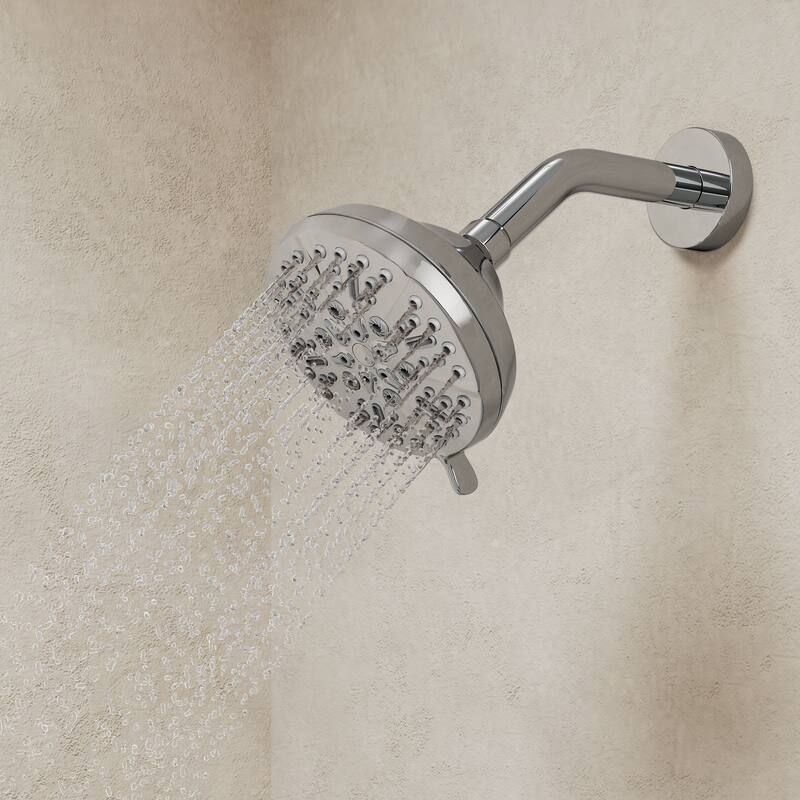 GRANDJOY 2-Function Shower System 5" High Pressure Shower Head and Tub Spout with Valve