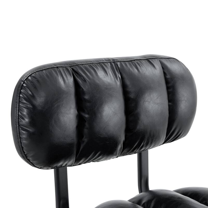 PU Leather Upholstered Bar Stools Set of 2, Adjustable Height Swivel Bar Stools, Dining Chairs with Chrome Base & Footrest