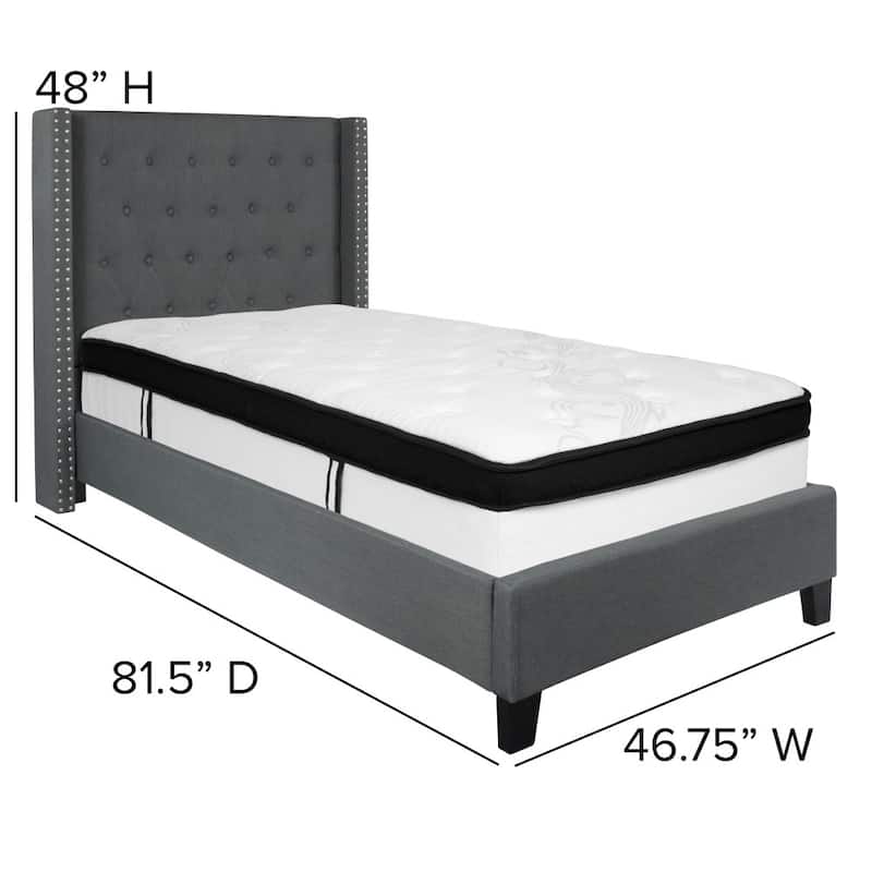 Tufted Upholstered Platform Bed w/ Memory Foam Pocket Spring Mattress