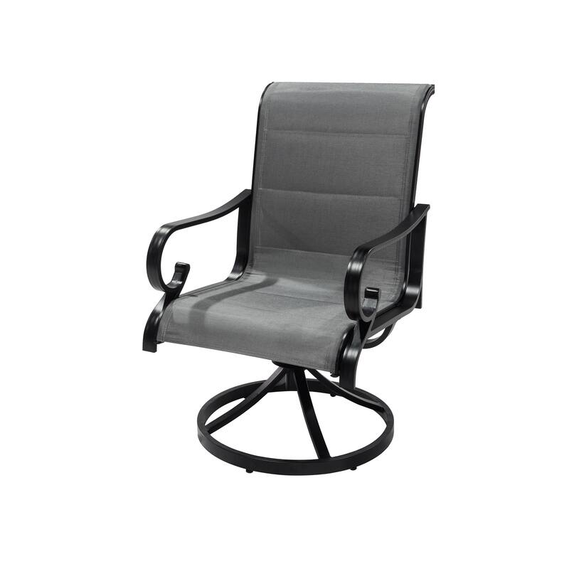 Outdoor Aluminum Swivel Chair Set with Textilene Backrest
