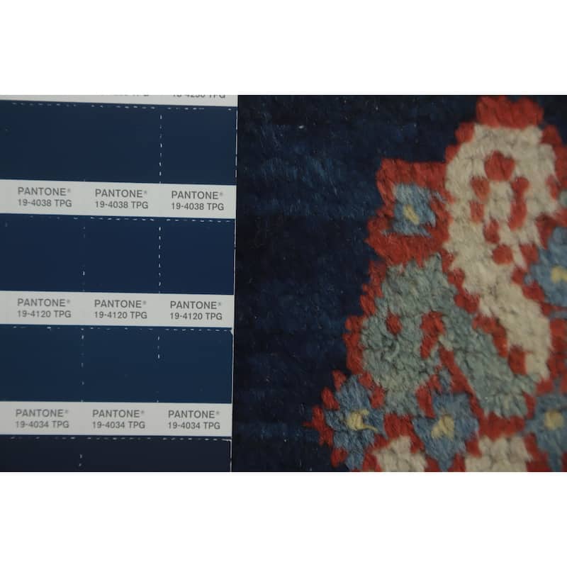 Hand Knotted Oriental 100% Wool Carpet Traditional Tribal Navy Blue & Blues Shiraz Area Rug - 8' 3'' X 7' 2''