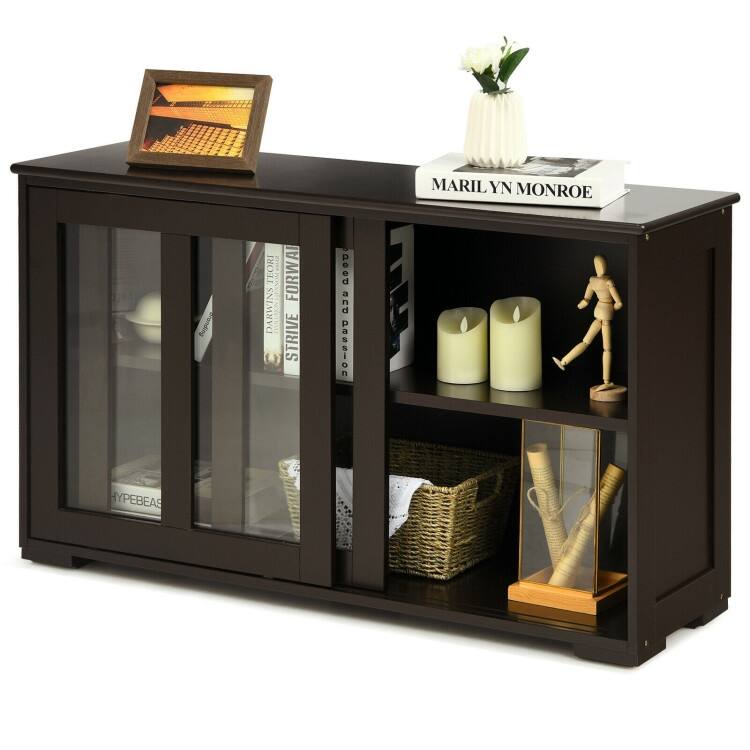 Sideboard Buffet Cupboard Storage Cabinet with Sliding Door - 42" x 13.0" x 24.5" (L x W x H)