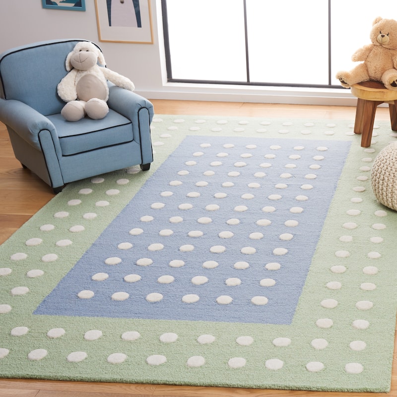 SAFAVIEH Handmade Kids Kenia Dots Wool Rug - 3' x 5' - Blue/Green
