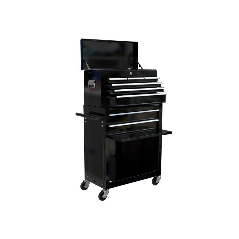 High Capacity Rolling Tool Chest with Wheels and Drawers, - Black
