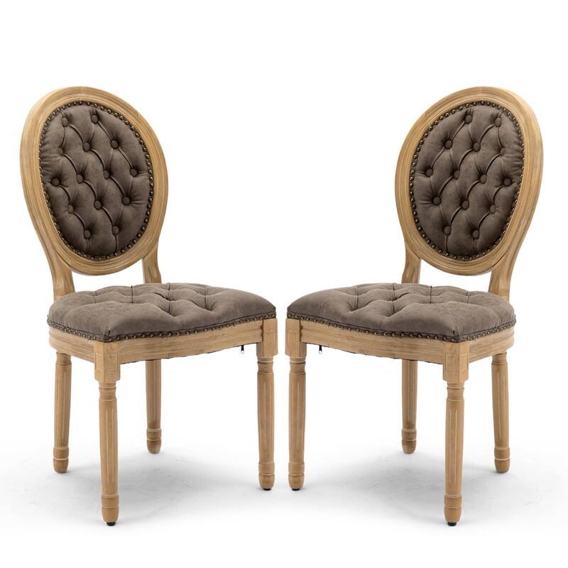 Upholstered French Style Nailhead Dining Chairs(Set of 2)