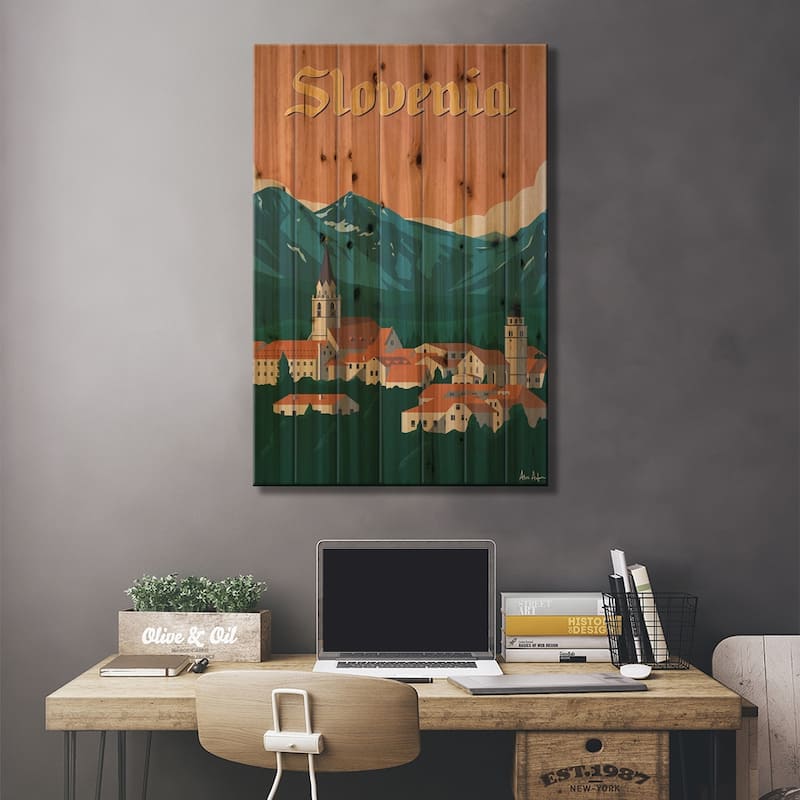 Slovenia Print On Wood by IdeaStorm Studios - Multi-Color