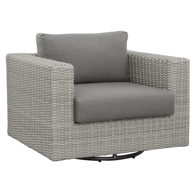 Bogra Outdoor Wicker Swivel Chair, Gray