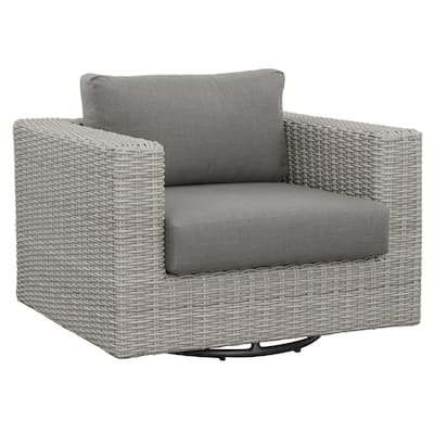 Bogra Outdoor Wicker Swivel Chair, Gray