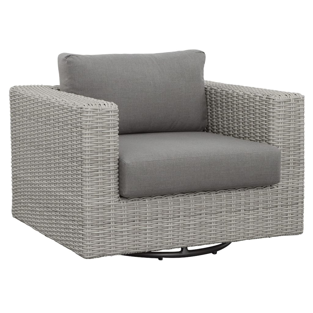 Bogra Outdoor Wicker Swivel Chair, Gray