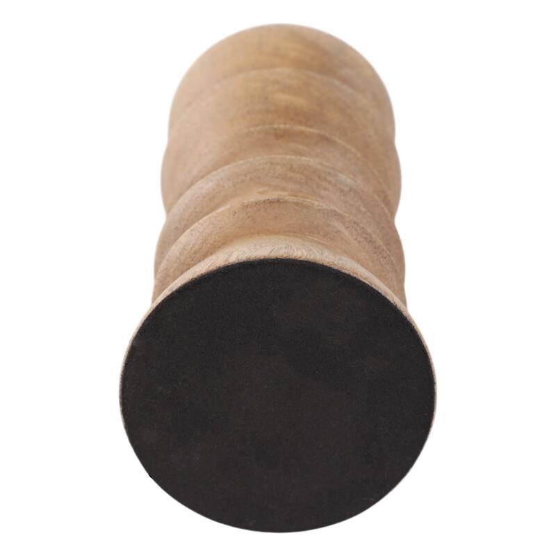 Mango Wood Modern Totem Carved Taper Holder - Tan