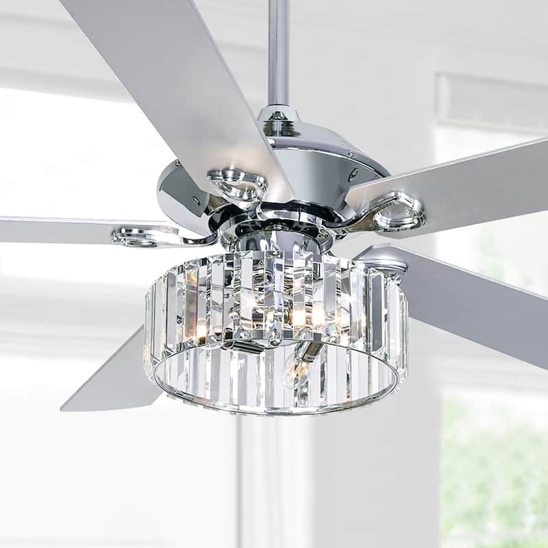 52 Inch Chrome Ceiling Fan with Lights and Remote(5-blade)