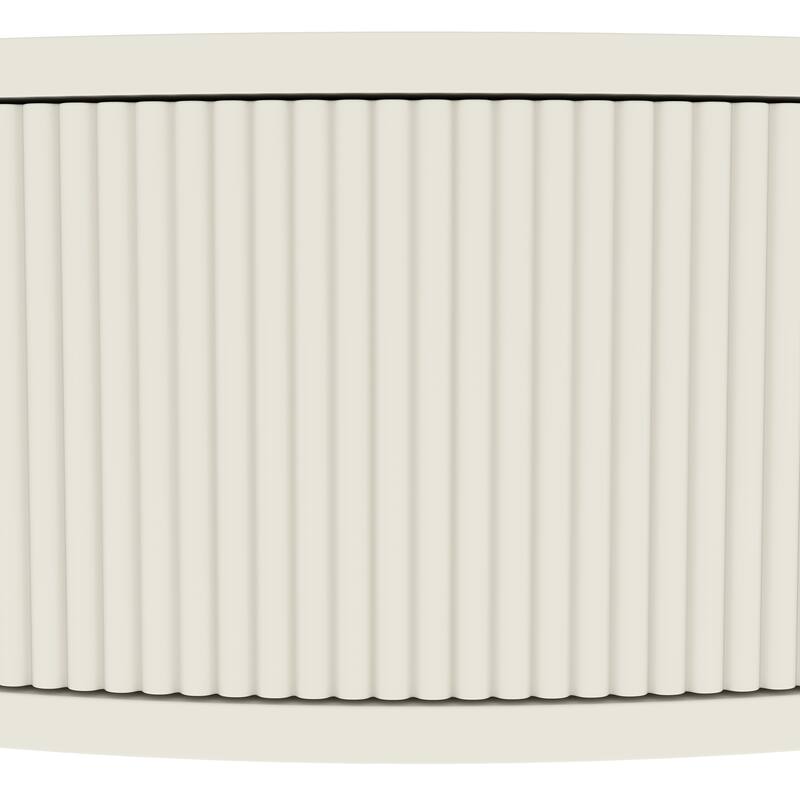 Anmytek Creamy White Half Moon Console Table with 2 Drawers and Bottom Shelf