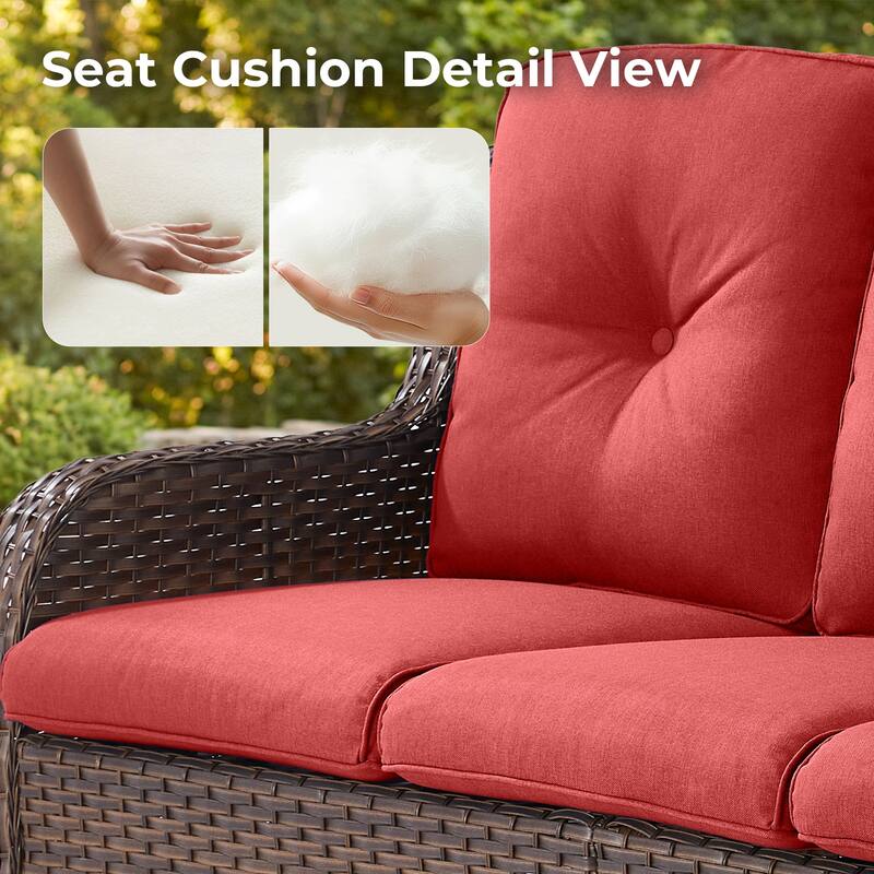 Pocassy Outdoor Patio Wciker Sofa Furniture Set of Chair Table.