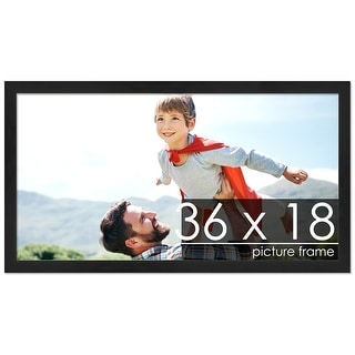 36x18 Lacquer Black Complete Wood Picture Frame with UV Acrylic, Foam ...