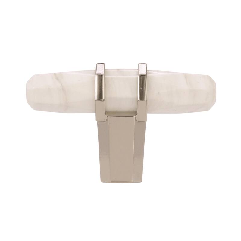 Carrione 2-1/2 in (64 mm) Length Marble White/Polished Nickel Cabinet Knob - 2.5