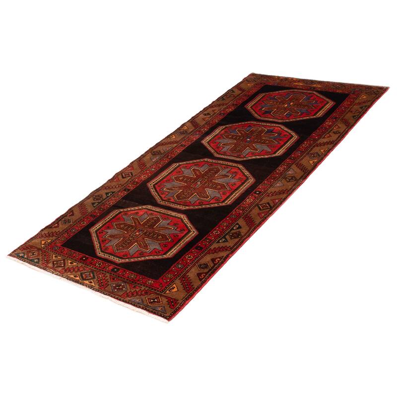 ECARPETGALLERY Hand-knotted Konya Anatolian Black, Red Wool Rug - 4'3 x 9'9