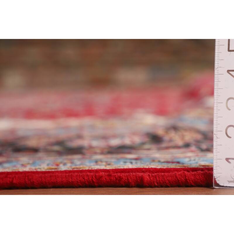 Medallion Kashan Turkish Rug Floral Machine-Made Carpet - 9'8" x 12'10"