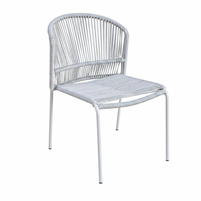 Valle 2-Piece Light Grey Rope Patio Stackable Armless Dining Chair Set