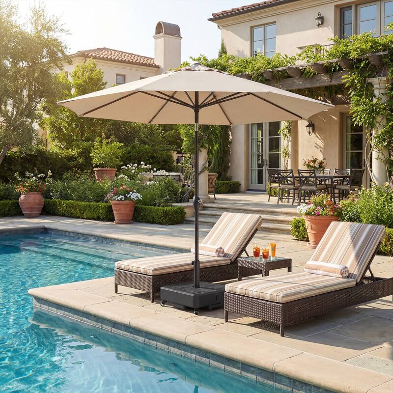 Outsunny Patio Umbrella Base with Wheels, Heavy Duty Outdoor Umbrella Stand Holder, 62 lbs Water or 77 lbs Sand Filled