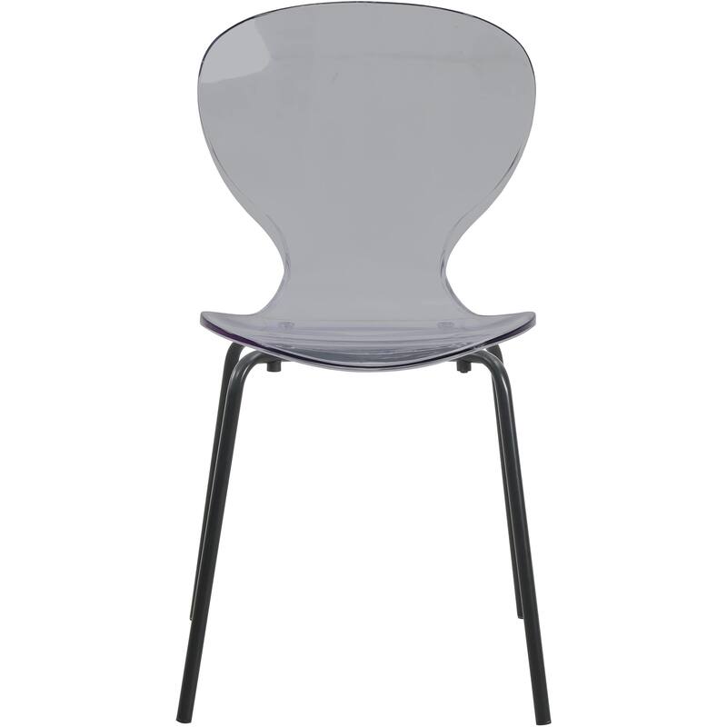 Stackable Plastic Dining Chair Transparent Set of 2 Modern Accent Side Chair for Indoor and Outdoor