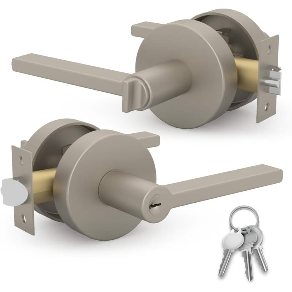 Mega Handles RALPH Entry Lever & Deadbolt Combo – Modern Stainless Steel Lock Set for Left/Right Doors, Square Rosette