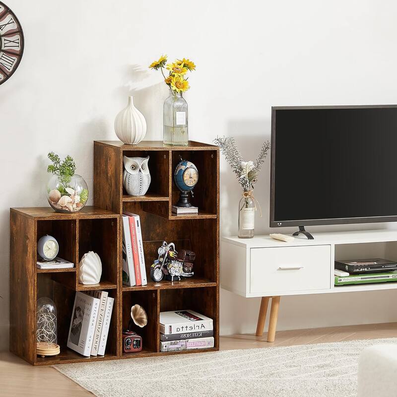 VECELO Wide Wood Organizer Bookcase Sets