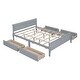 preview thumbnail 6 of 11, Queen Size Bed Frame Solid Pine Wood Construction Storage Bed Curved Legs Design Platform Bed with Headboard & 4 Drawers, Grey