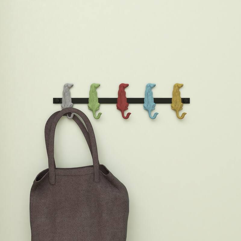 Brown Wood Hockey Stick 6 Hangers Wall Hook - 19 x 1 x 5