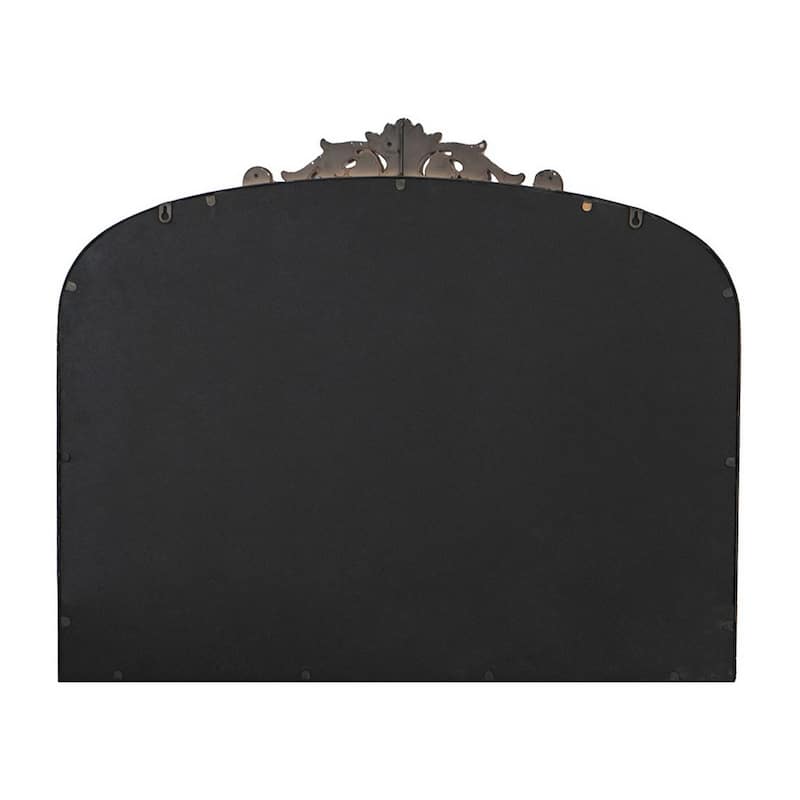 Kea 41 Inch Wall Mirror, Gold Curved Arched Metal Frame, Baroque Design