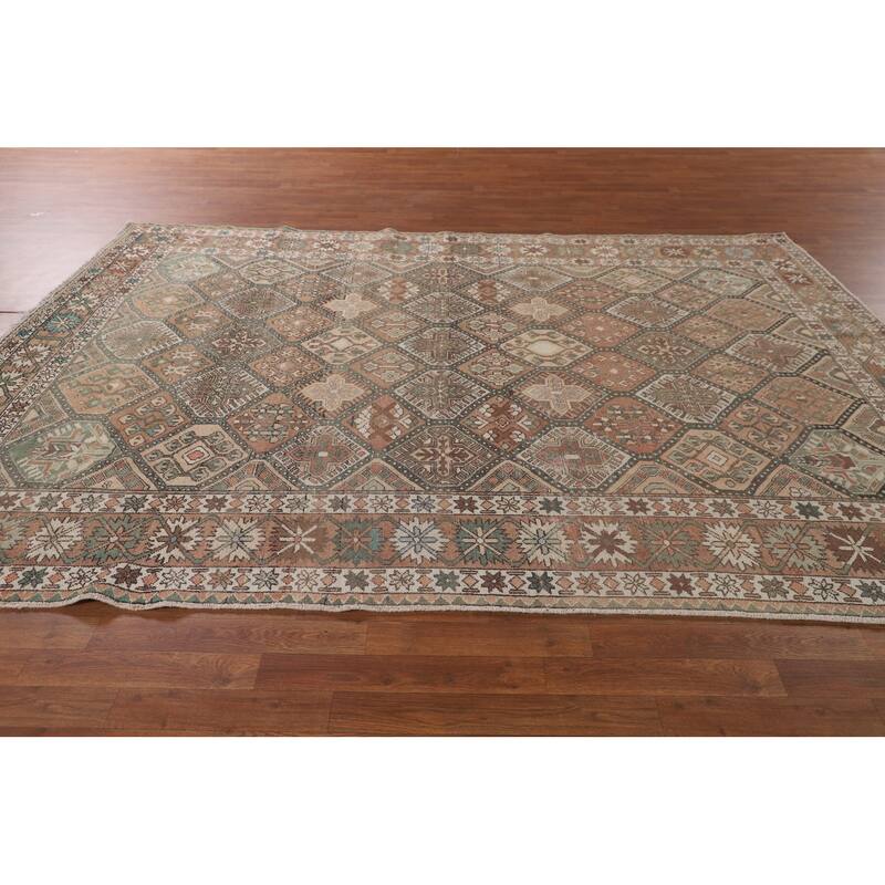Garden Design Bakhtiari Persian Vintage Rug Hand-Knotted Wool Carpet - 6'10"x 9'10"